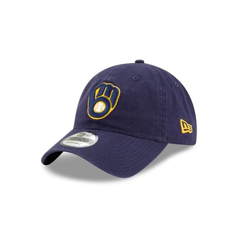 MLB Milwaukee Brewers Core Classic 9Twenty Adjustable (XEQ6349) - Blue New Era Caps